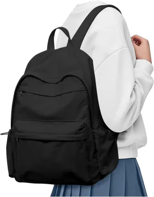 School Backpack for Middle High Students, Lightweight Waterproof 15.6 inch Laptop Backpack, Casual Daypack Simple School Bag for Teens Girls, Black