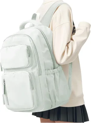 School Backpack for Teens Girls Waterproof Bookbags Multi-pocket Middle School Backpacks for Boys Aesthetic School Bag College Laptop Backpack for Women Casual Daypacks Mint Green