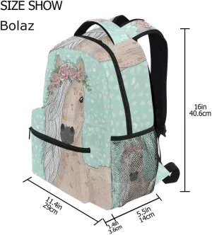 School Backpacks Flower Horse Student Backpack Big For Girls Kids Elementary School Shoulder Bag Bookbag
