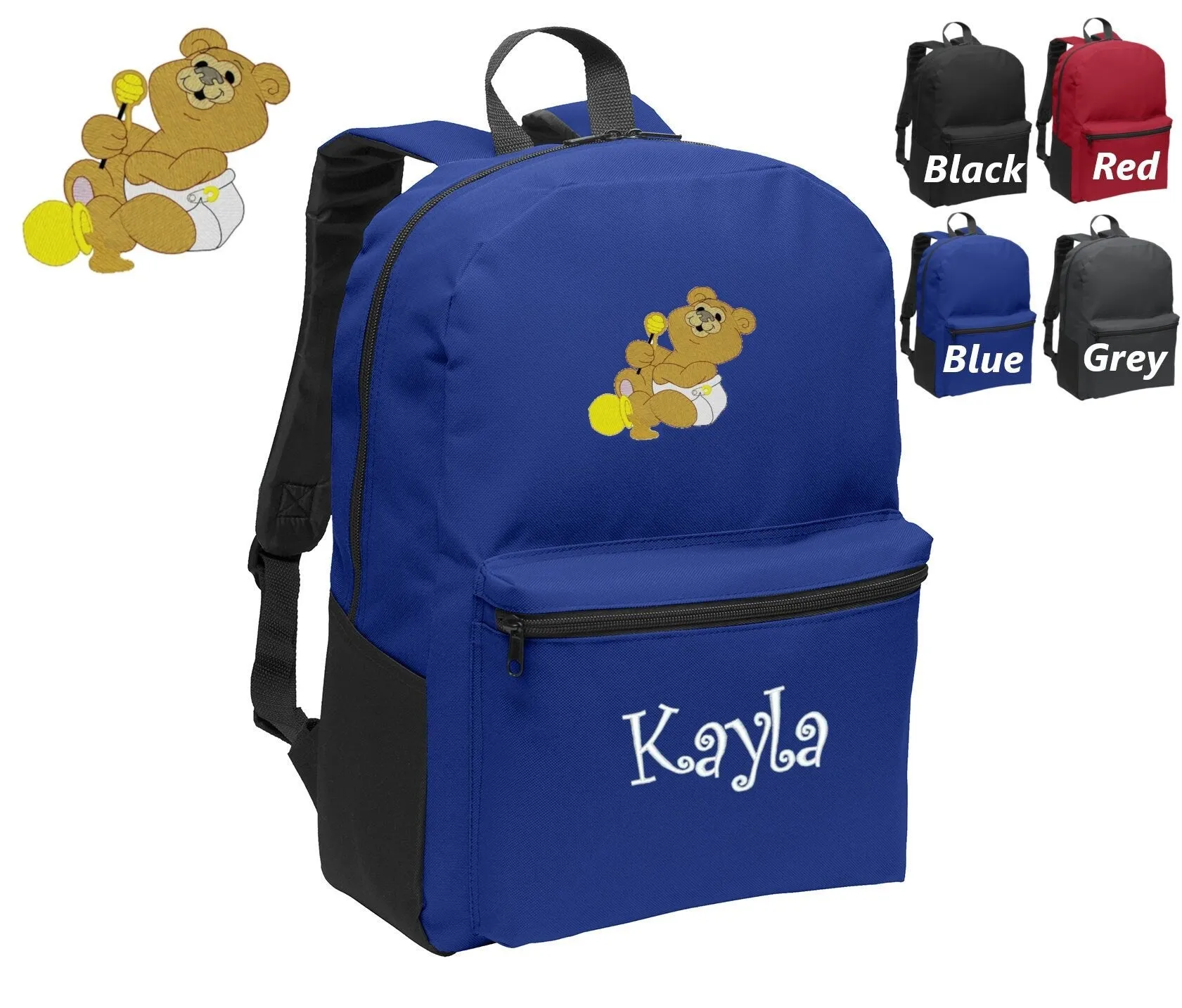 School Personalized Name Trustworthy transactions Your Gift Kids with of Embroidered Choice Bear Monogrammed Backpack Shockproof Kids Perfect