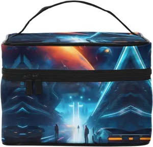 Science Fiction Future Large cosmetic bag for women, portable large capacity cosmetic bag, travel cosmetic bag storage bag for girls