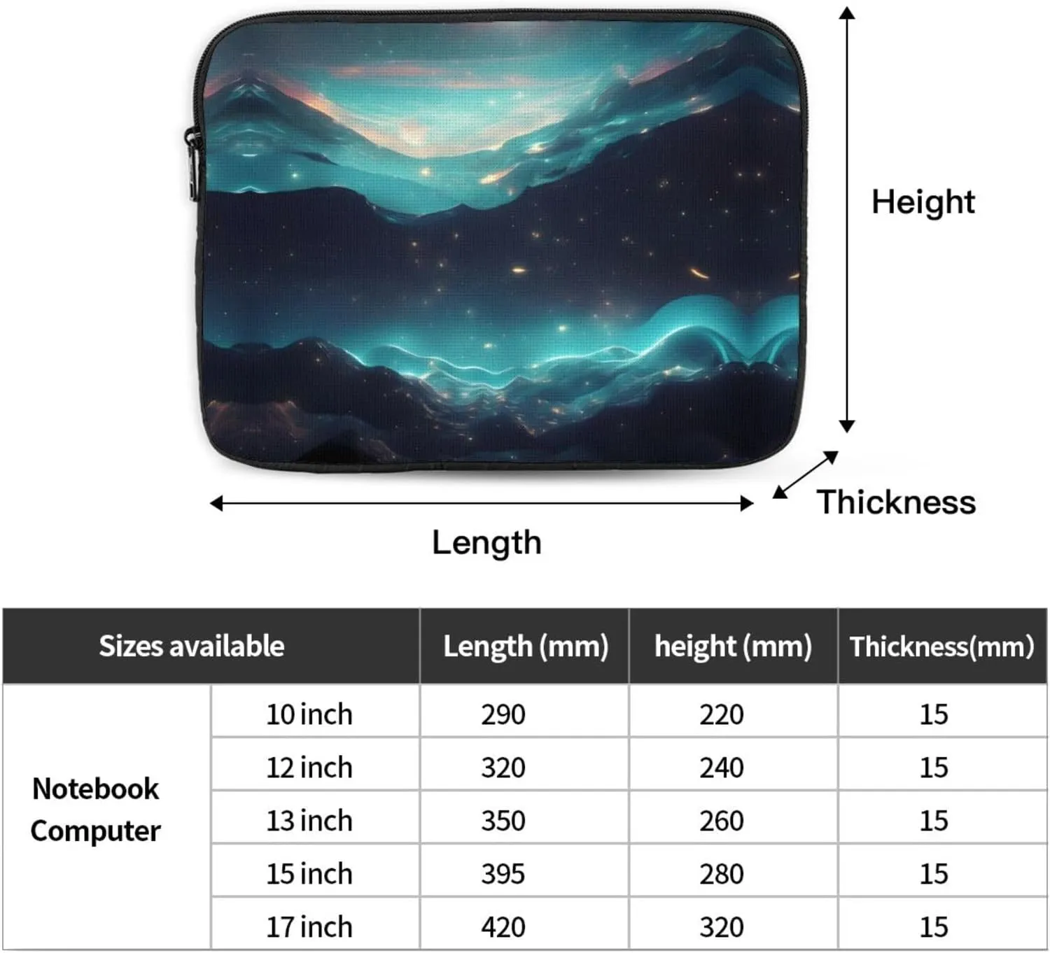 Science Fiction Stars Prints Shockproof Portable Laptop Sleeve Bag 15 inch for Men and Women Business Travel, Office Daily Use