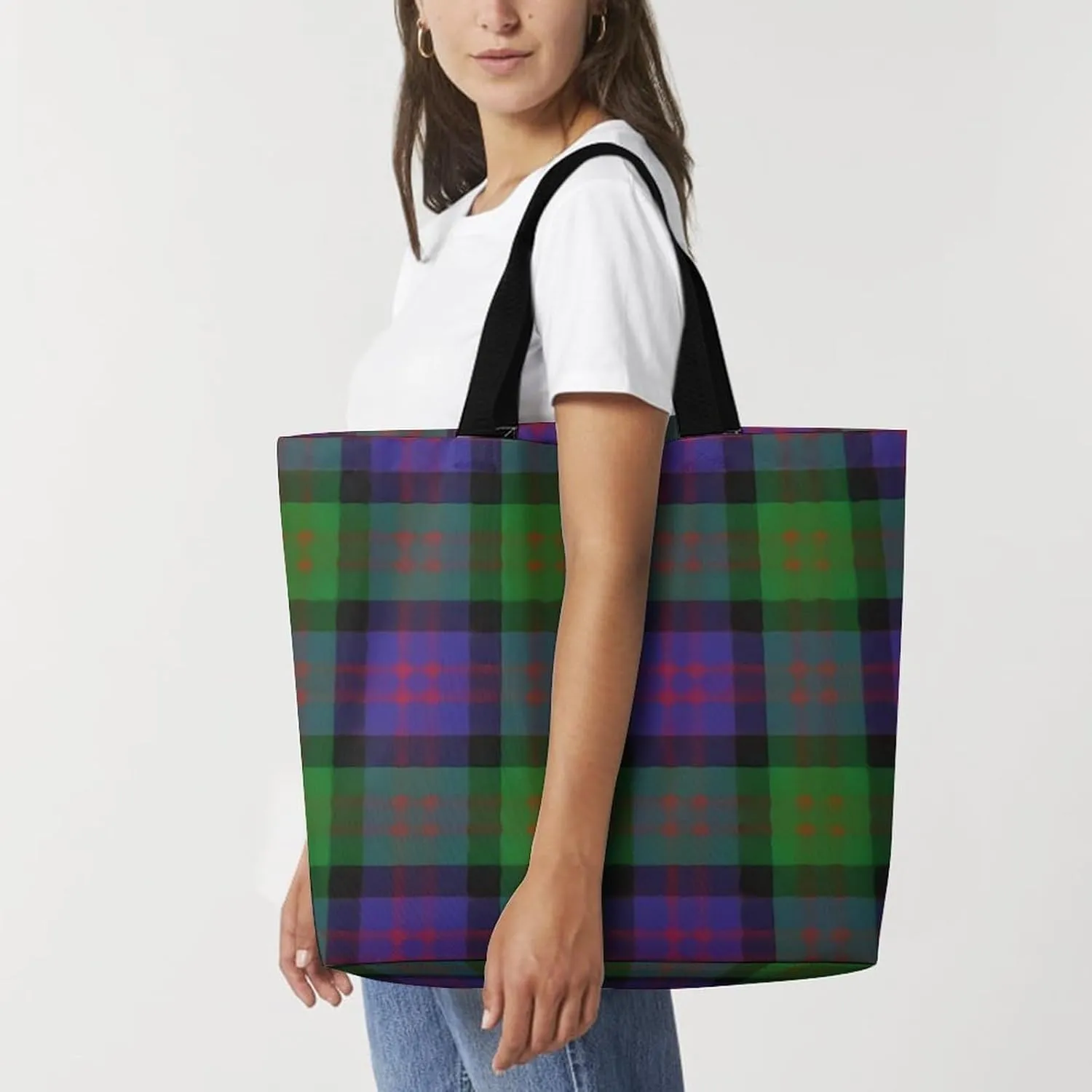 Scottish Clan Murray Tartan Plaid Large Capacity Single Shoulder Shopping Bag, Fashionable Shopping Bag