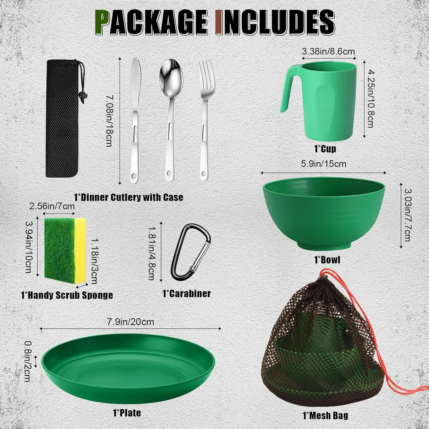 Scout Camping Mess Kit for 1 Person Boy Scout Dishes Set Girl Scout Mess Kit with Mesh Bag Reusable Light Weight Eating Utensils Plastic Camping Cutlery Set for Travel Camp