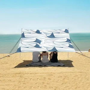 Sea Manta Ray Underwater Beach Canopy Tent Anti-UV & Wind Resistant, Cartoon Camping Sun Shelter Easy Setup Portable,Outdoor Shade Tents with Sandbags,Sand Shovels,Ground Pegs & Stability Poles