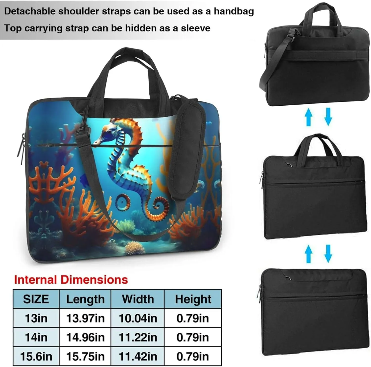 Seabed coral seahorse Prints Laptop Bag - with Soft Interior, Multiple Pockets - Ideal for Men, Travel and Business