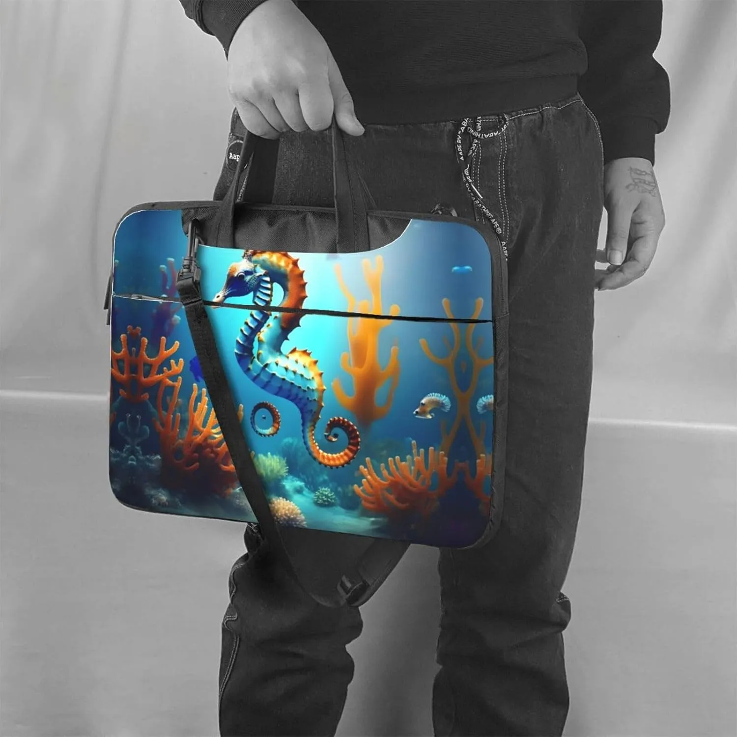 Seabed coral seahorse Prints Laptop Bag - with Soft Interior, Multiple Pockets - Ideal for Men, Travel and Business
