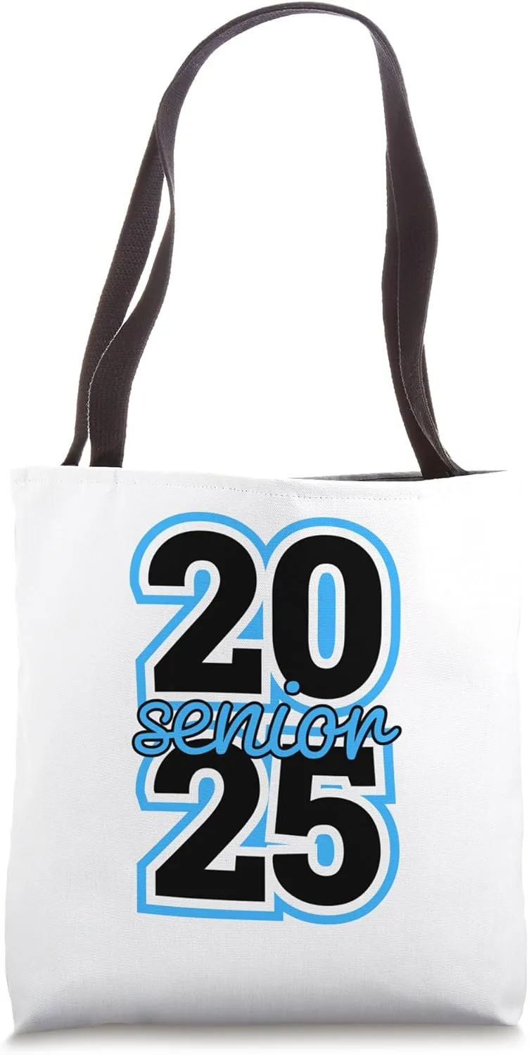 Senior Class 2025 School Colors Light Blue Black High School Tote Bag