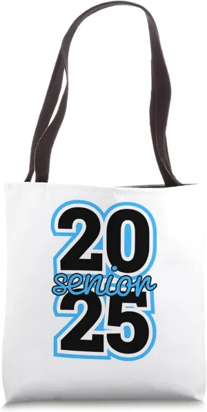 Senior Class 2025 School Colors Light Blue Black High School Tote Bag