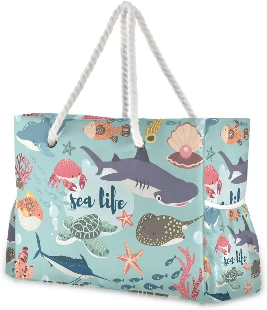 senya Large Beach Shoulder Bags Canvas Tote Water Resistant for Gym Travel Daily