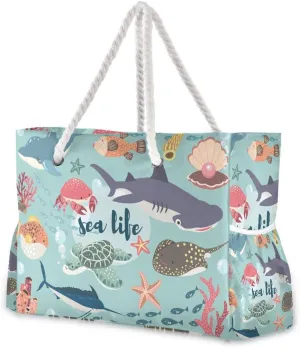 senya Large Beach Shoulder Bags Canvas Tote Water Resistant for Gym Travel Daily