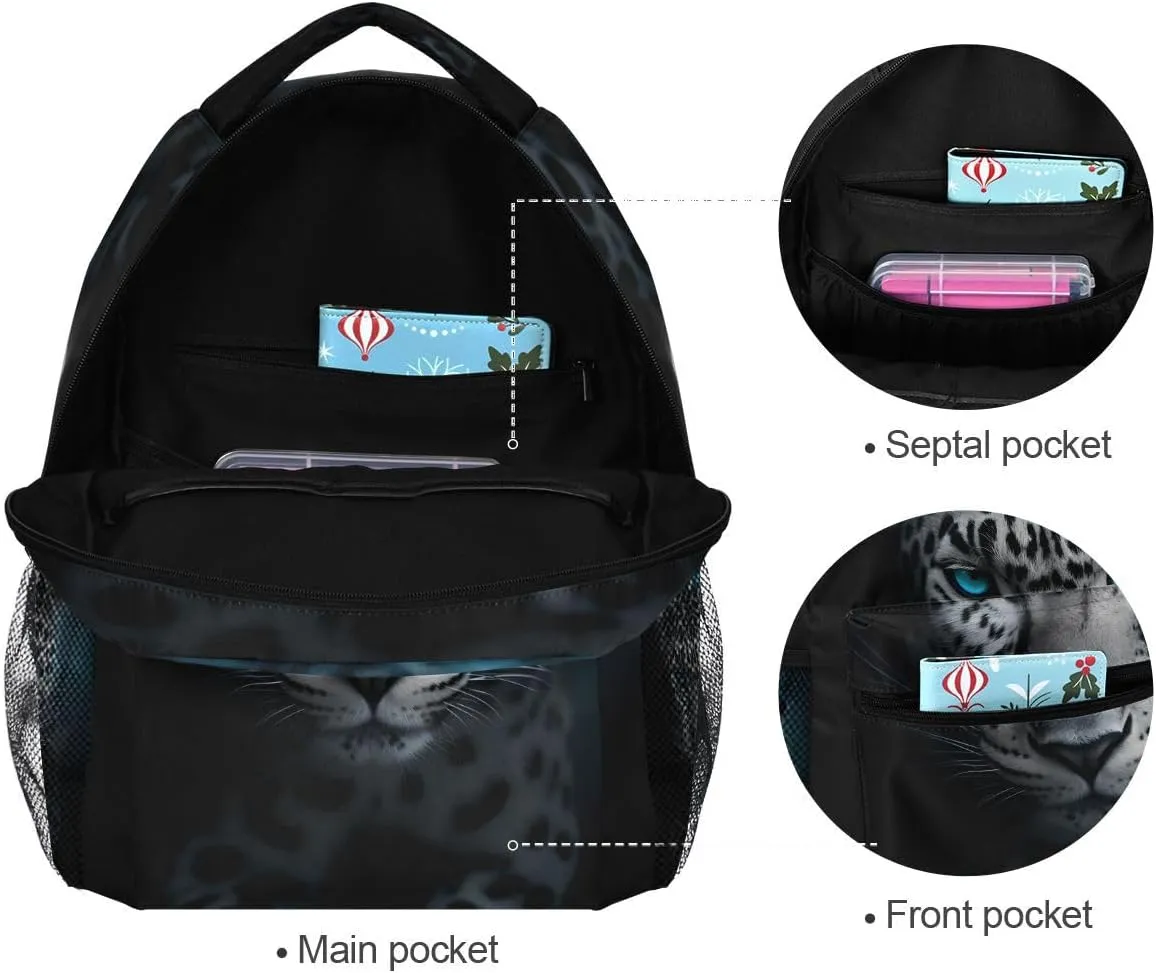 senya Leopard Backpack Leopard with Green Eyes School Bag Travel Daypack Rucksack for Students Boys Girls, Laptop Backpack