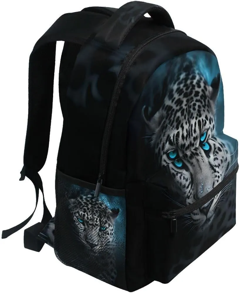 senya Leopard Backpack Leopard with Green Eyes School Bag Travel Daypack Rucksack for Students Boys Girls, Laptop Backpack