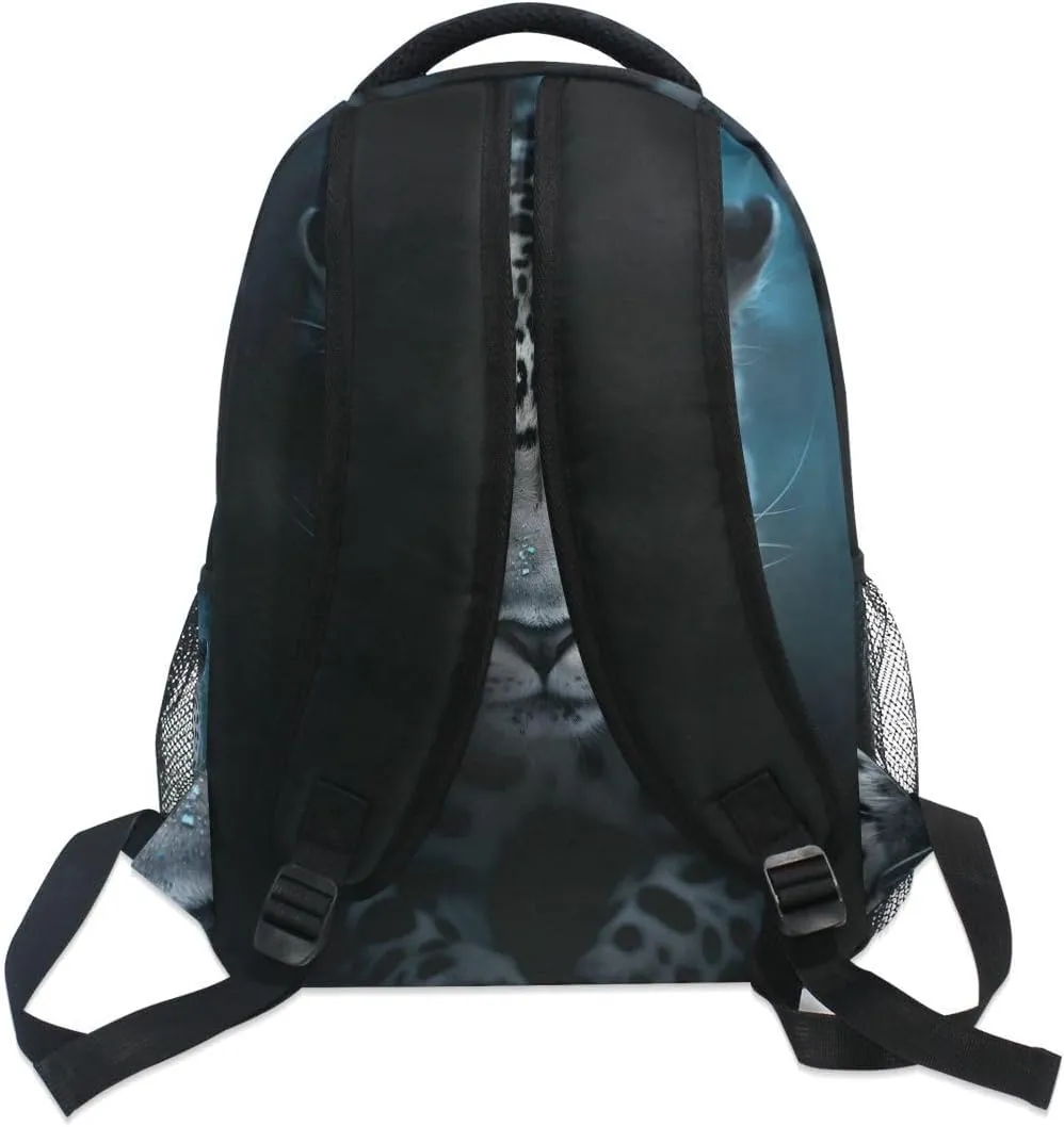 senya Leopard Backpack Leopard with Green Eyes School Bag Travel Daypack Rucksack for Students Boys Girls, Laptop Backpack