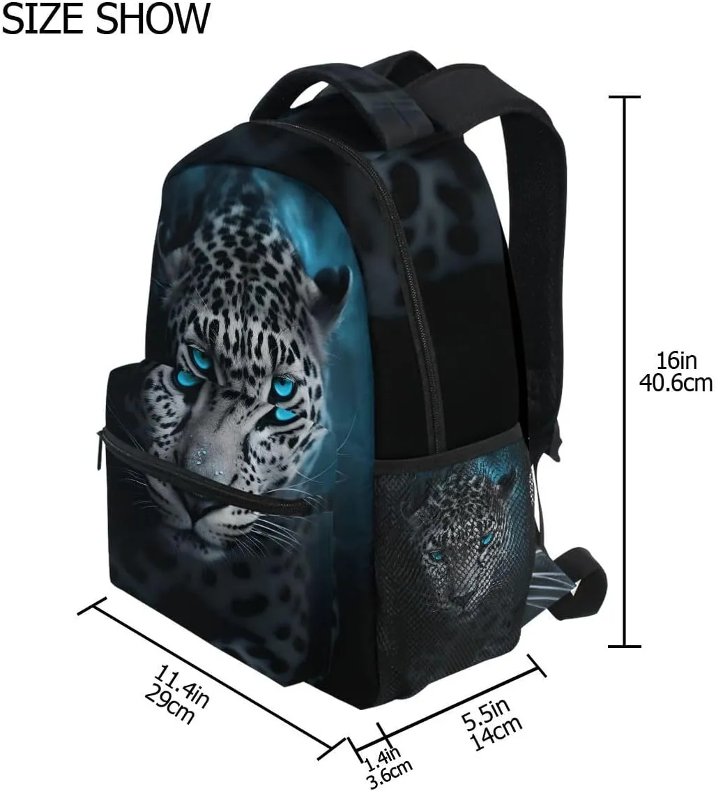 senya Leopard Backpack Leopard with Green Eyes School Bag Travel Daypack Rucksack for Students Boys Girls, Laptop Backpack
