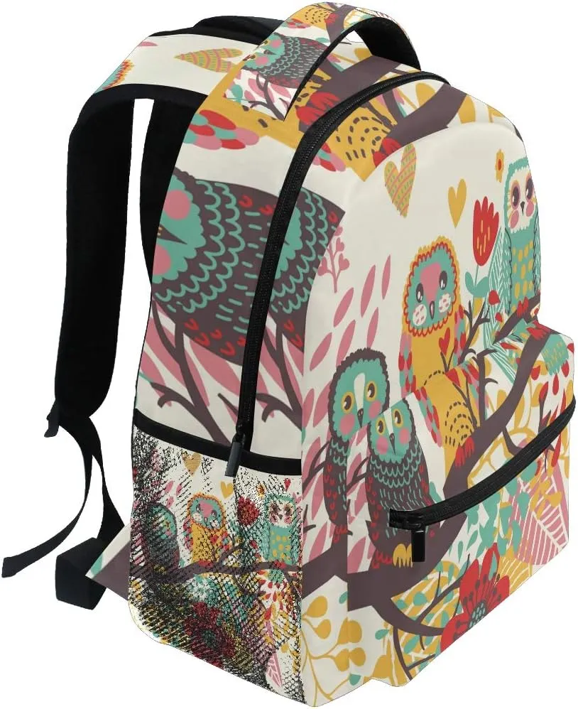 senya School Backpack Cute Owls On Branch Bookbag for Boys Girls Travel Bag