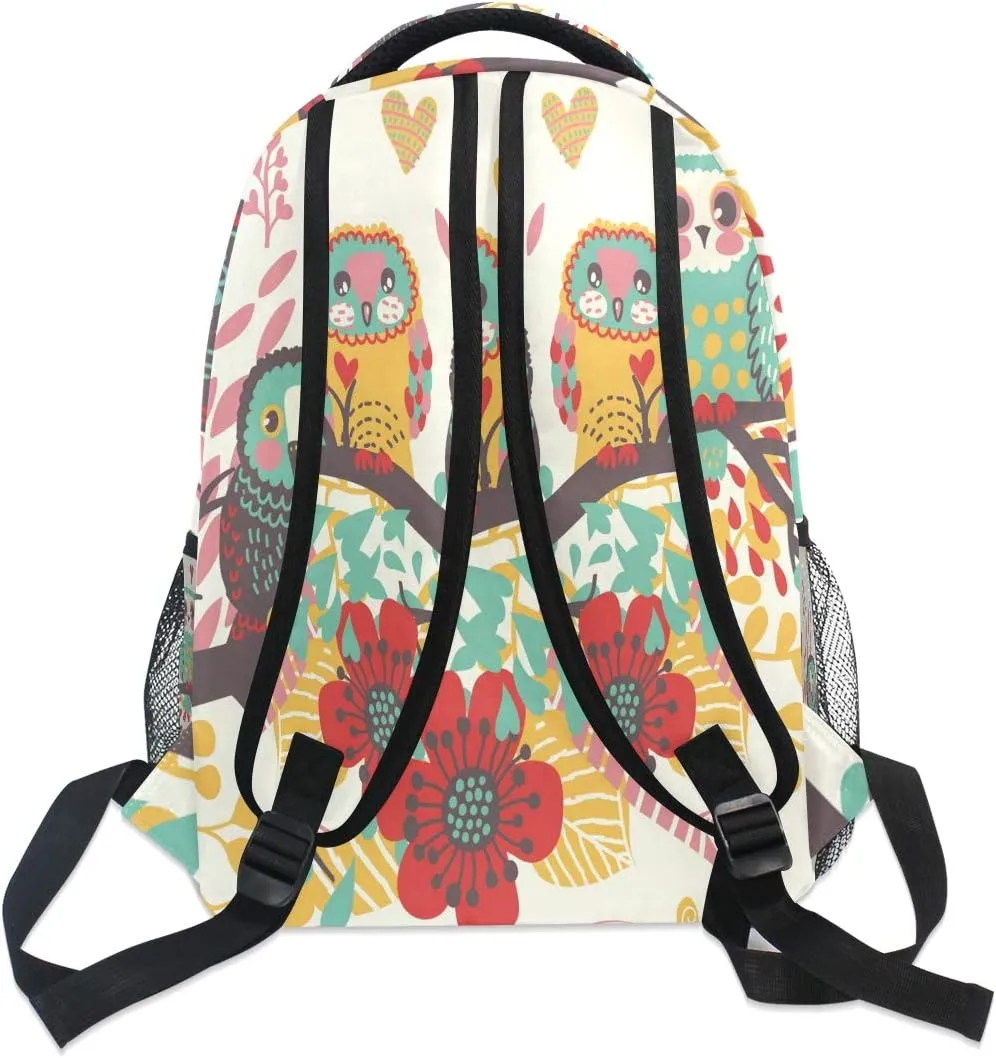 senya School Backpack Cute Owls On Branch Bookbag for Boys Girls Travel Bag