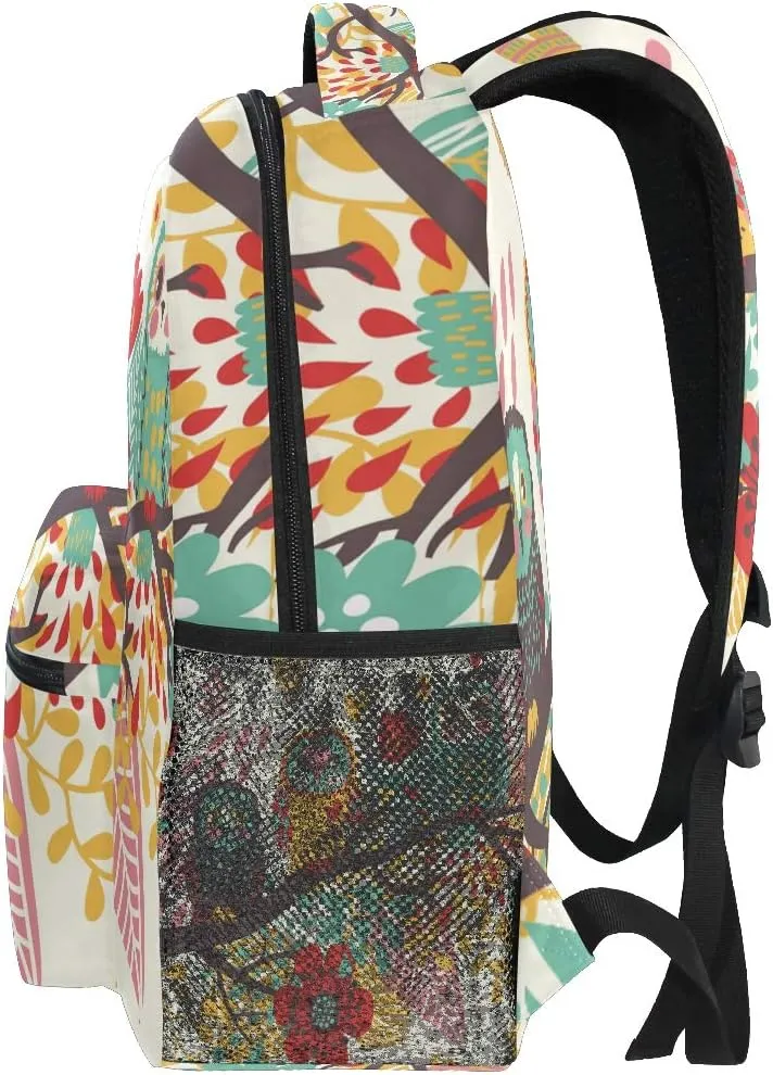 senya School Backpack Cute Owls On Branch Bookbag for Boys Girls Travel Bag
