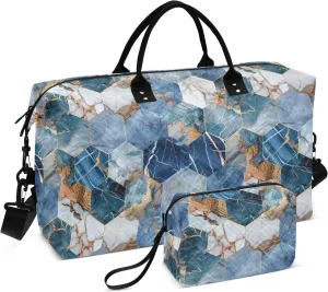 senya Weekender Bags Travel Duffel Gym Bag Hexagonal Nave Marble Carry on Overnight Tote Bag with Toiletry Bag for Airplane Travel Trip Gym Yoga, g366828860p1006c1071s2442