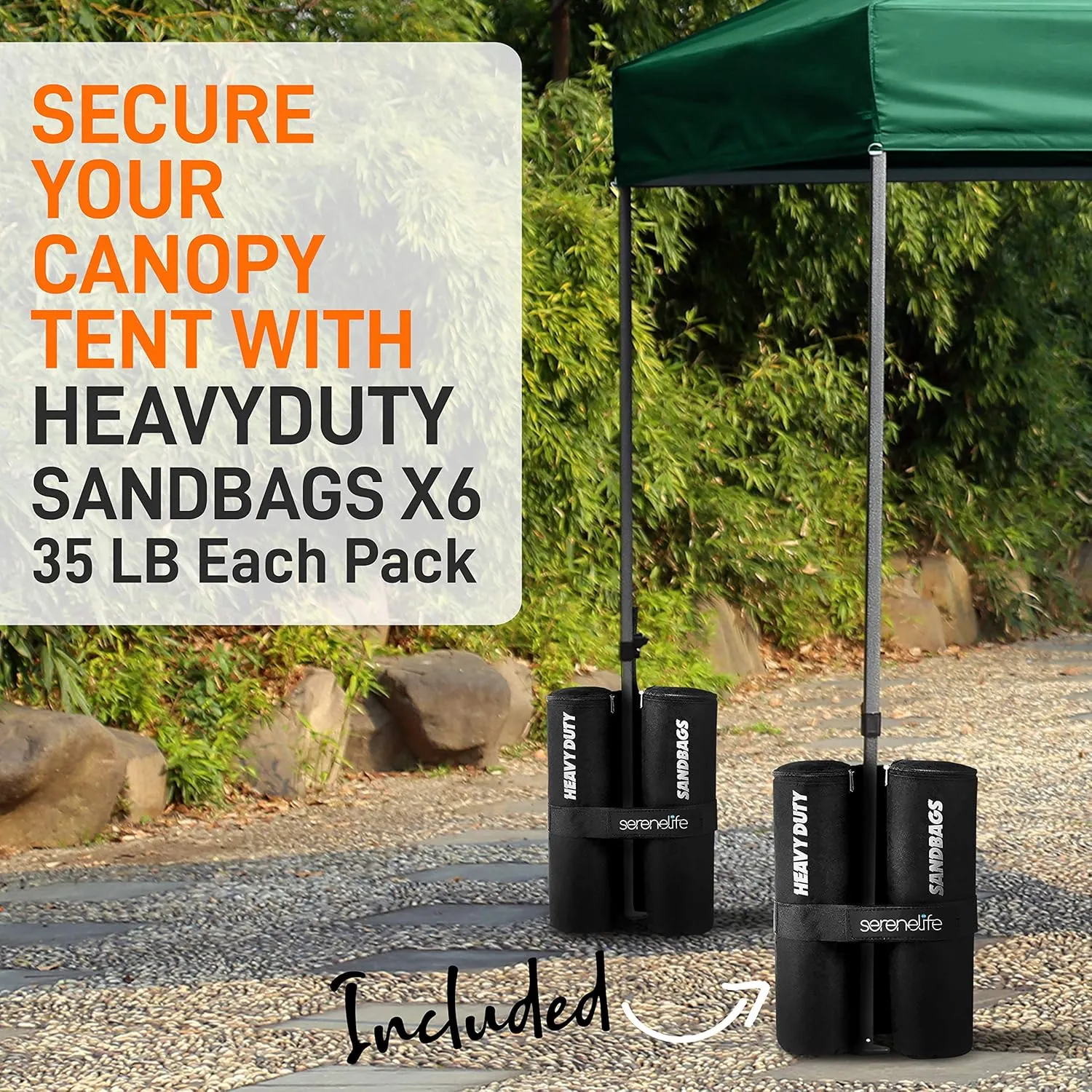SereneLife SLGZ15FG Pop Commercial Instant Shelter-Waterproof Polyester Tent with Portable Wheeled Carry Sand Bag, 10 x 15 ft. (Forest Green), 10x15