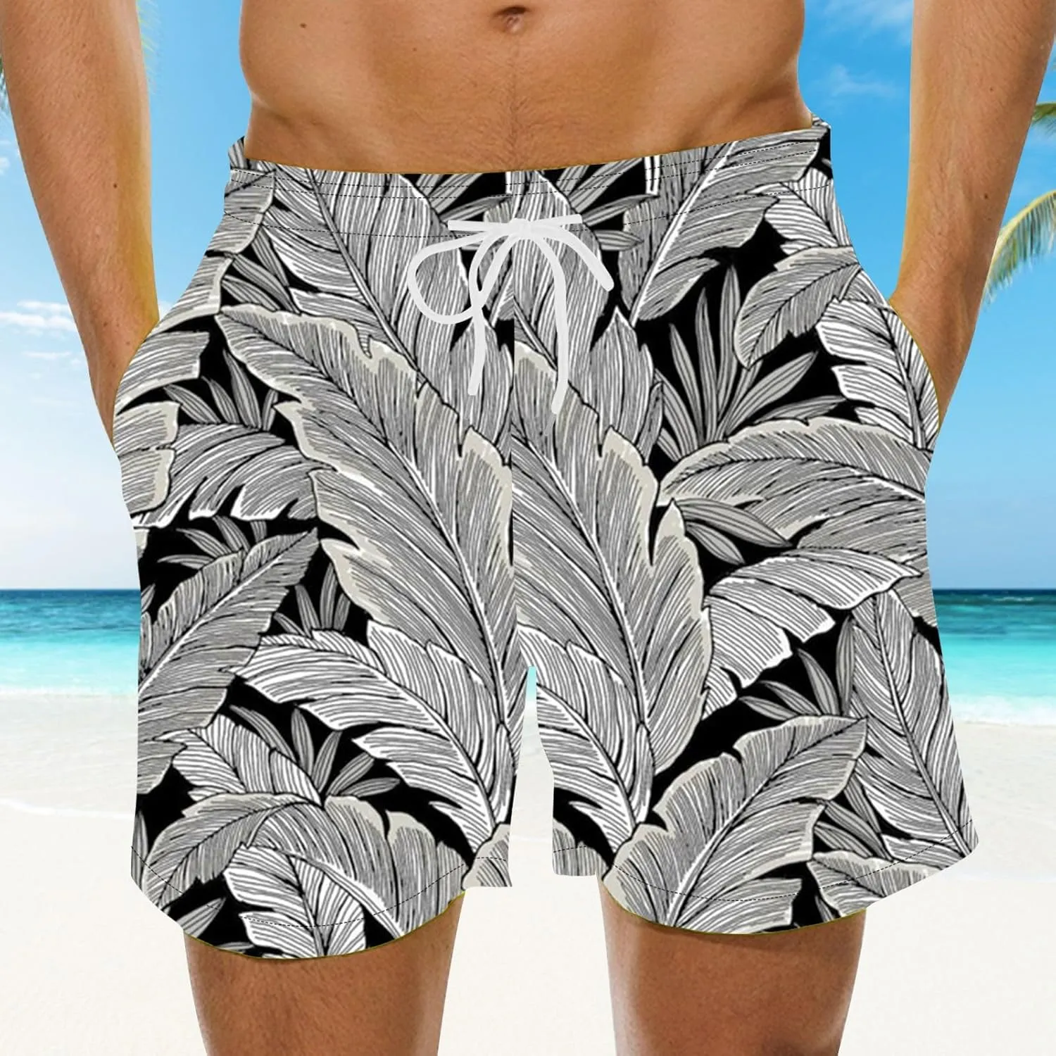 Sets for Men Summer Digital Print Drawstring Tie Elastic Waist Casual Fashion Beach Shorts Beach Shorts Swim Mens