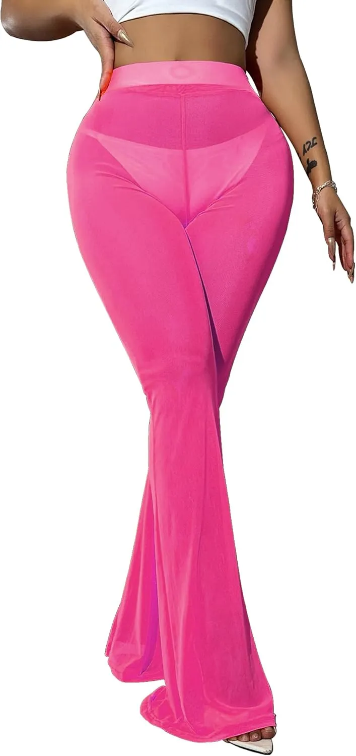 Sheer Pants for Women Mesh Pants Bathing Suit Cover Sexy Swimsuit Coverup for Women See Through Pants Swim Lace Pants
