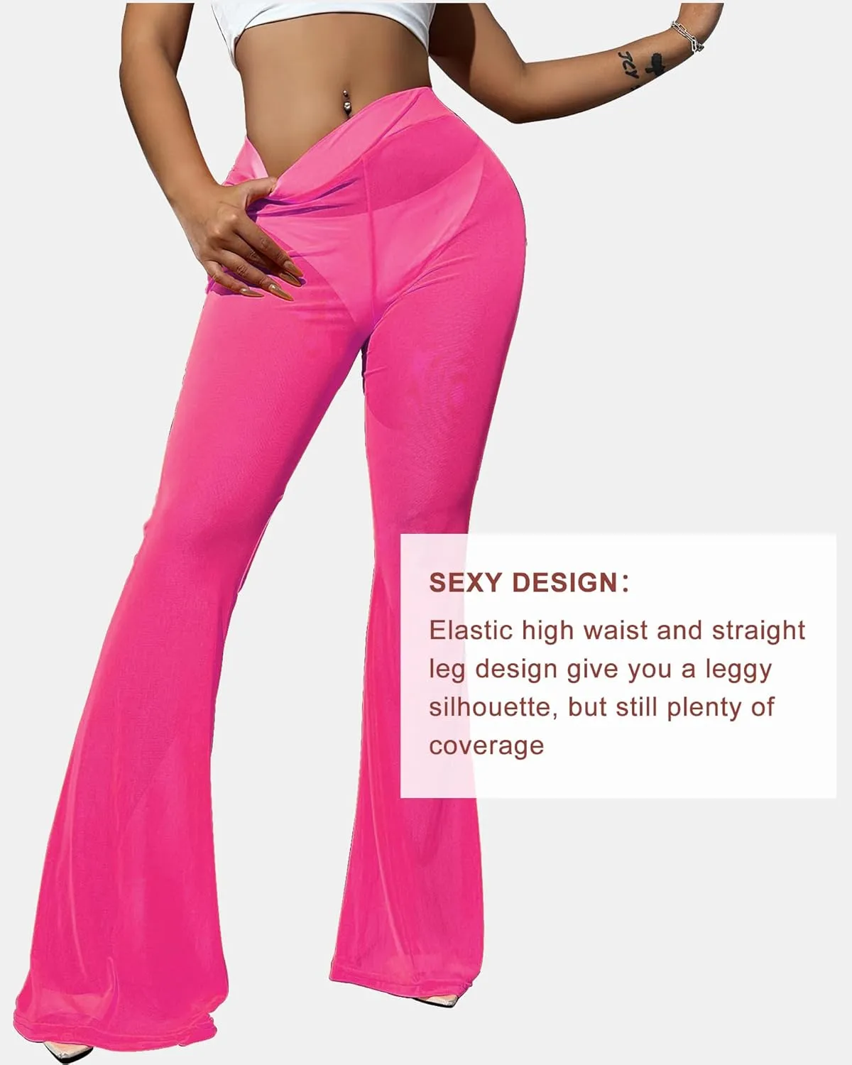 Sheer Pants for Women Mesh Pants Bathing Suit Cover Sexy Swimsuit Coverup for Women See Through Pants Swim Lace Pants