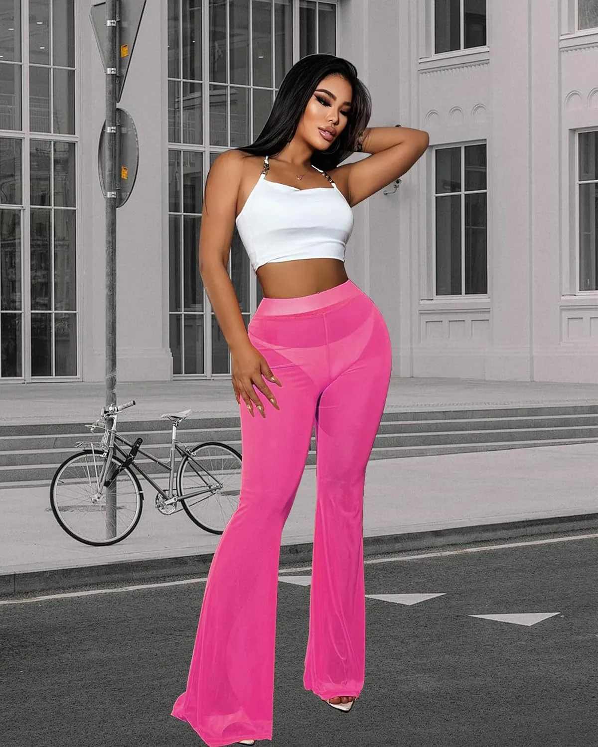 Sheer Pants for Women Mesh Pants Bathing Suit Cover Sexy Swimsuit Coverup for Women See Through Pants Swim Lace Pants