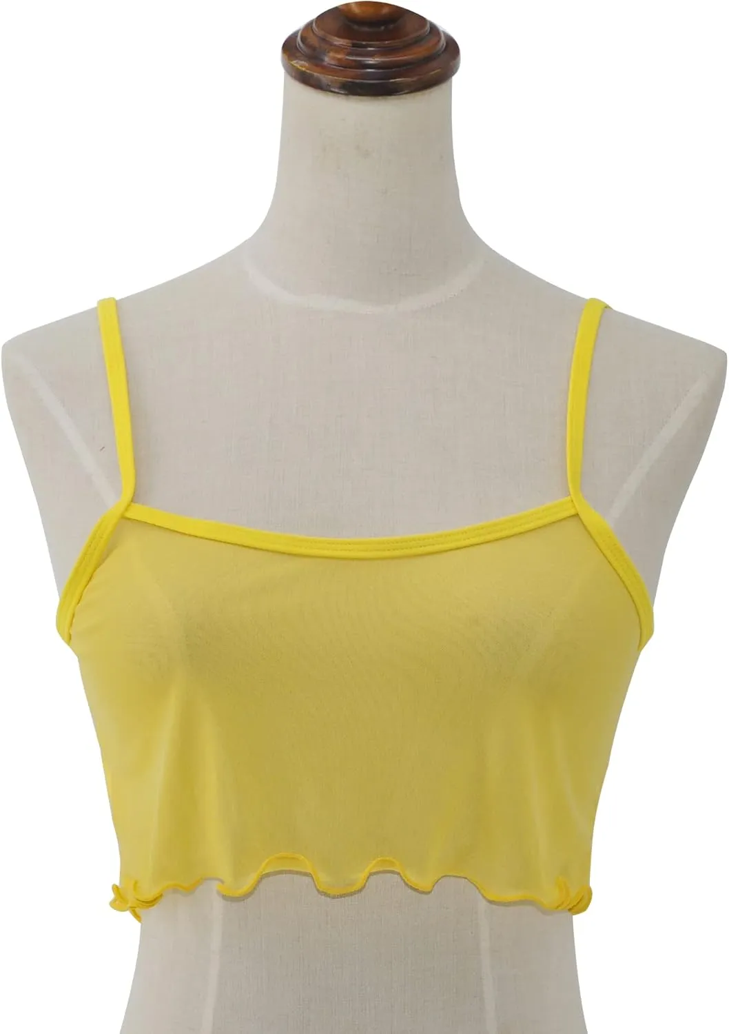 SHERRYLO Sheer Tank Tops for Women See Through Stretch Crop Top Summer Sleeveless Strap Mesh Cami Top
