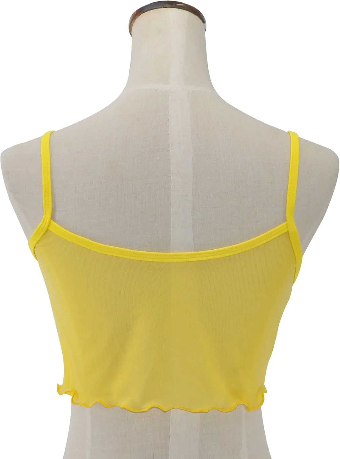 SHERRYLO Sheer Tank Tops for Women See Through Stretch Crop Top Summer Sleeveless Strap Mesh Cami Top