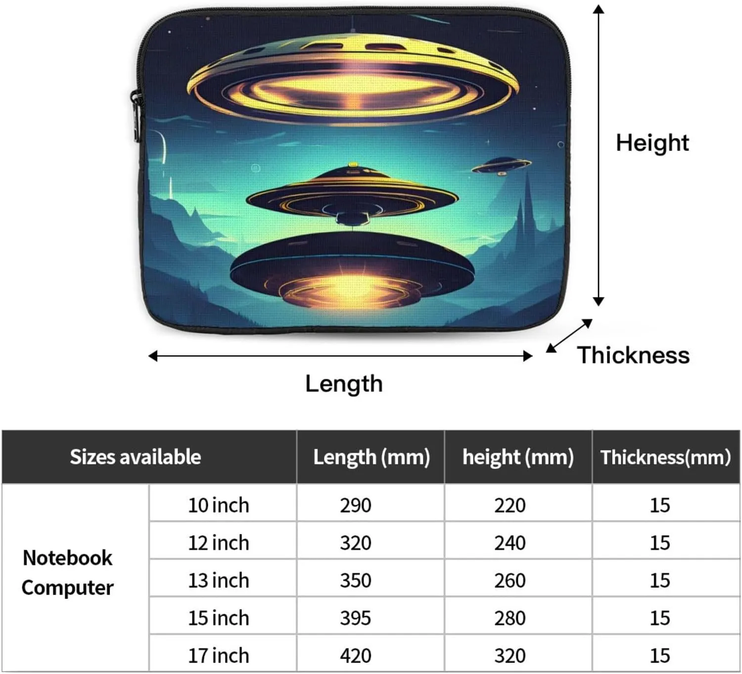 Shockproof Portable Laptop Sleeve Bag 17 inch - for Trip, Travel, Office, Daily Use - for Men and Women Spacecraft descend Prints