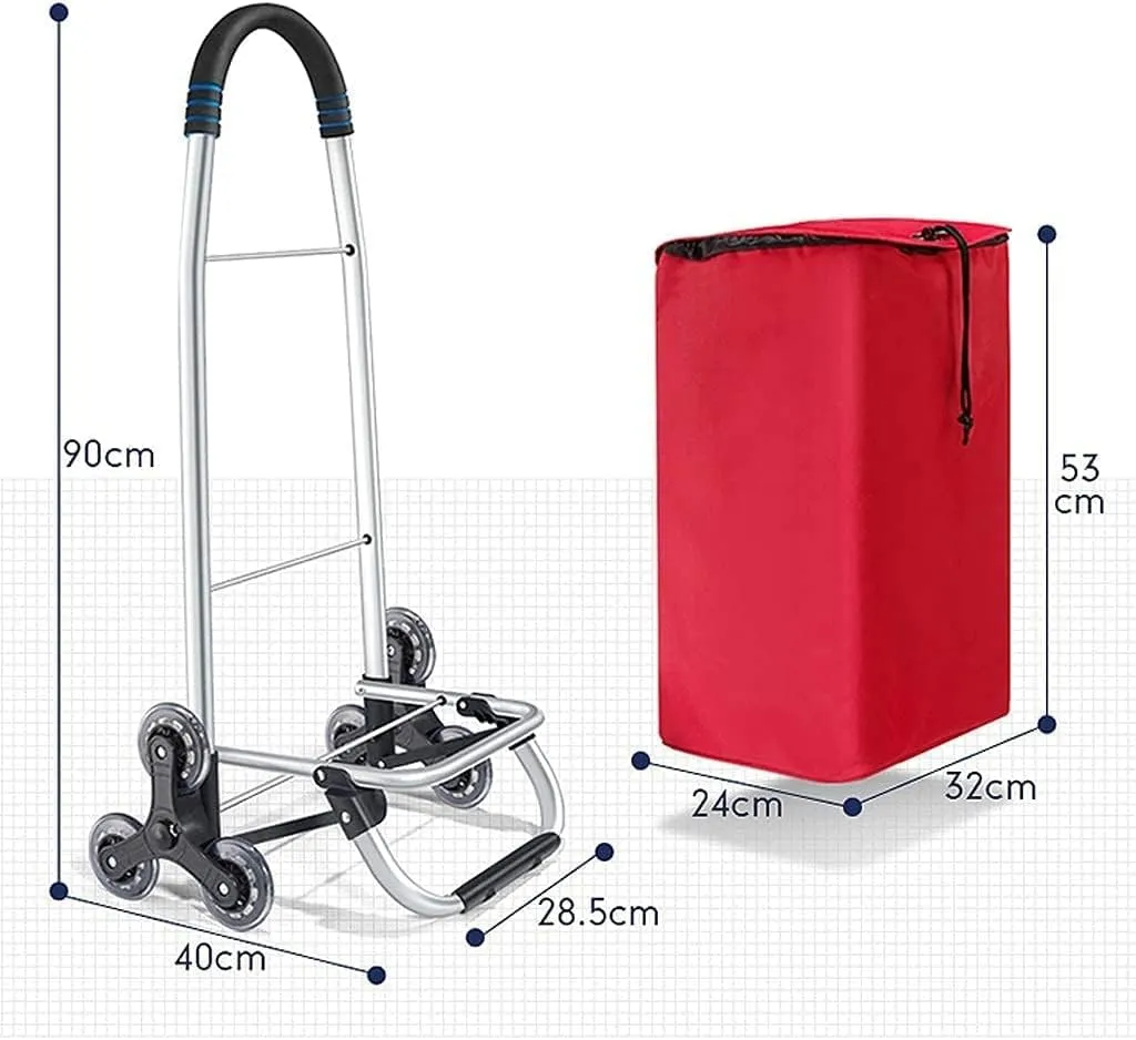 Shopping Trolley on Wheels Shopping Trolleys Grocery Household Lightweight Staircase Folding Portable Portable Utility Carts (A)