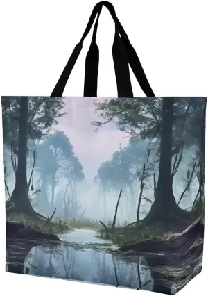 Shoulder Bag Casual Work Bag for Women Swamp Landscape Large Capacity Bags for Shopping,Travel Beach Gym
