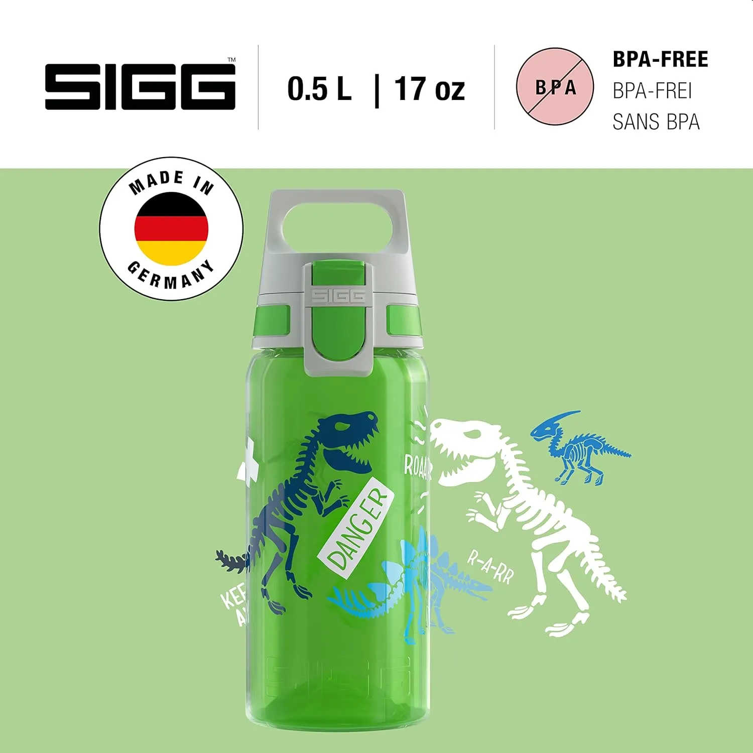 SIGG - Kids Water Bottle for School, Sports - VIVA ONE - Made in Germany - Dishwasher Safe - Carbonated Drinks - 17 Oz