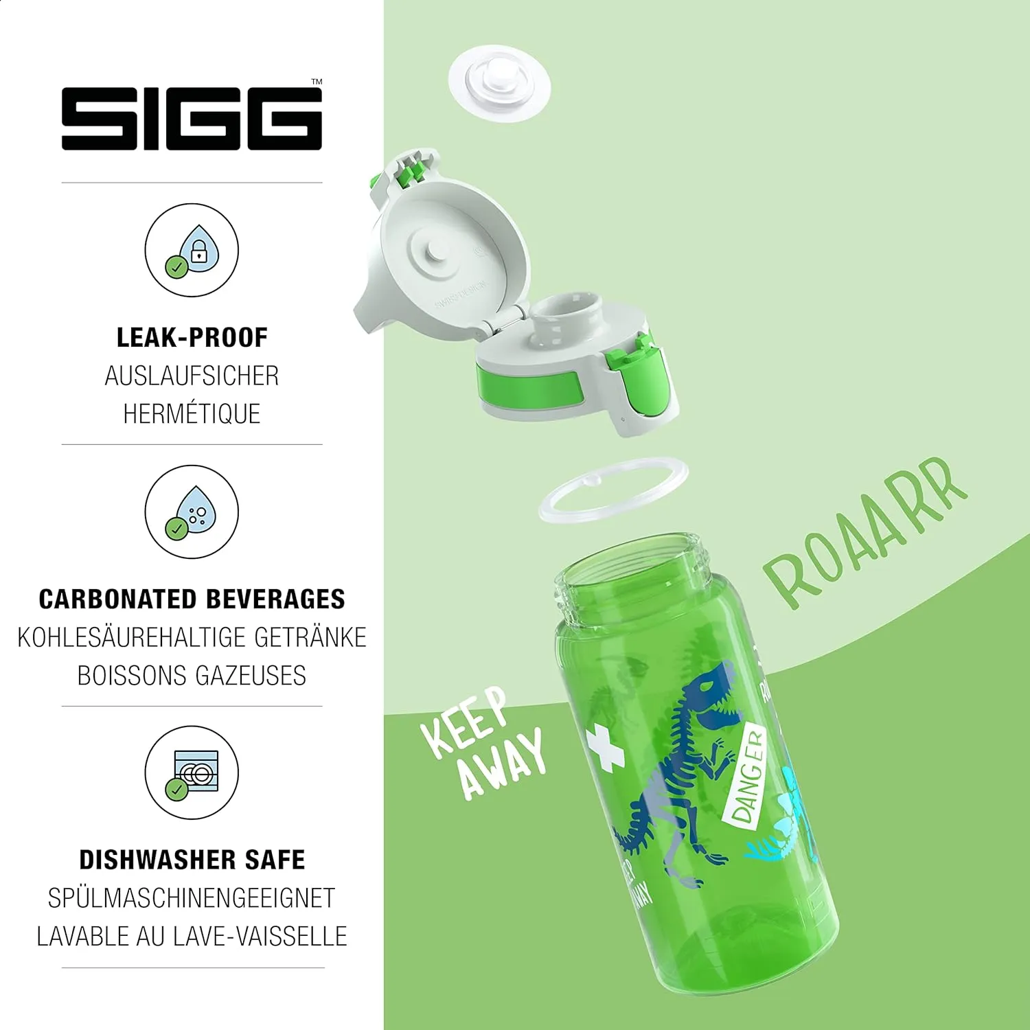 SIGG - Kids Water Bottle for School, Sports - VIVA ONE - Made in Germany - Dishwasher Safe - Carbonated Drinks - 17 Oz