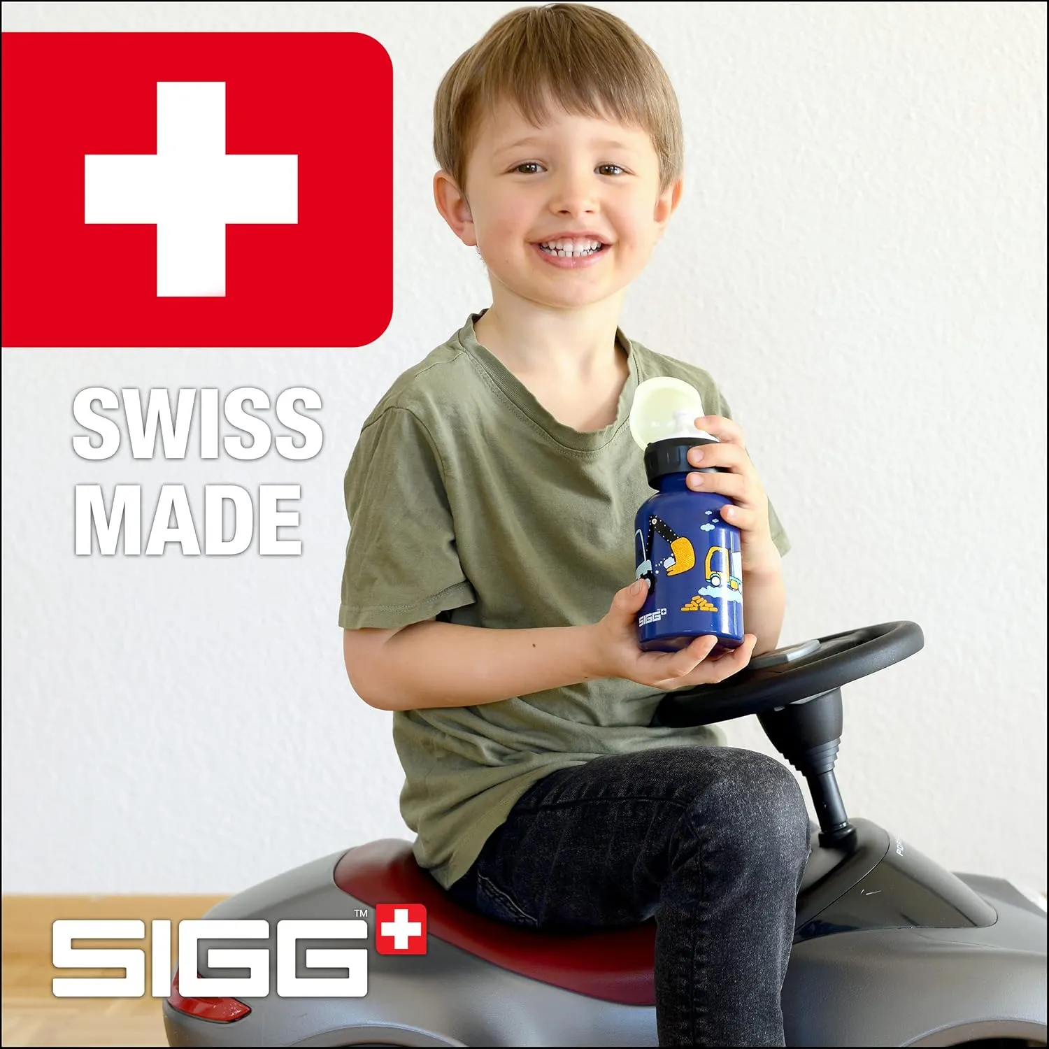 Sigg - Kids Water Bottle - KBT - Made in Switzerland - Leakproof - BPA Free - for Kindergarten, Preschool, School 10 Oz