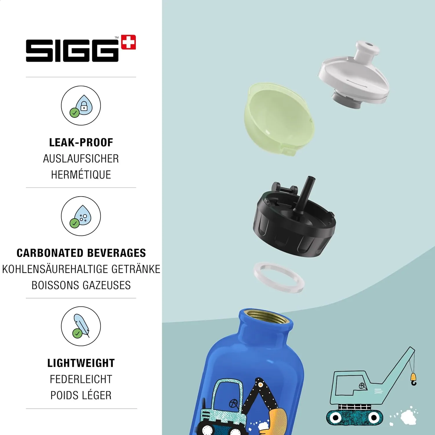 Sigg - Kids Water Bottle - KBT - Made in Switzerland - Leakproof - BPA Free - for Kindergarten, Preschool, School 10 Oz
