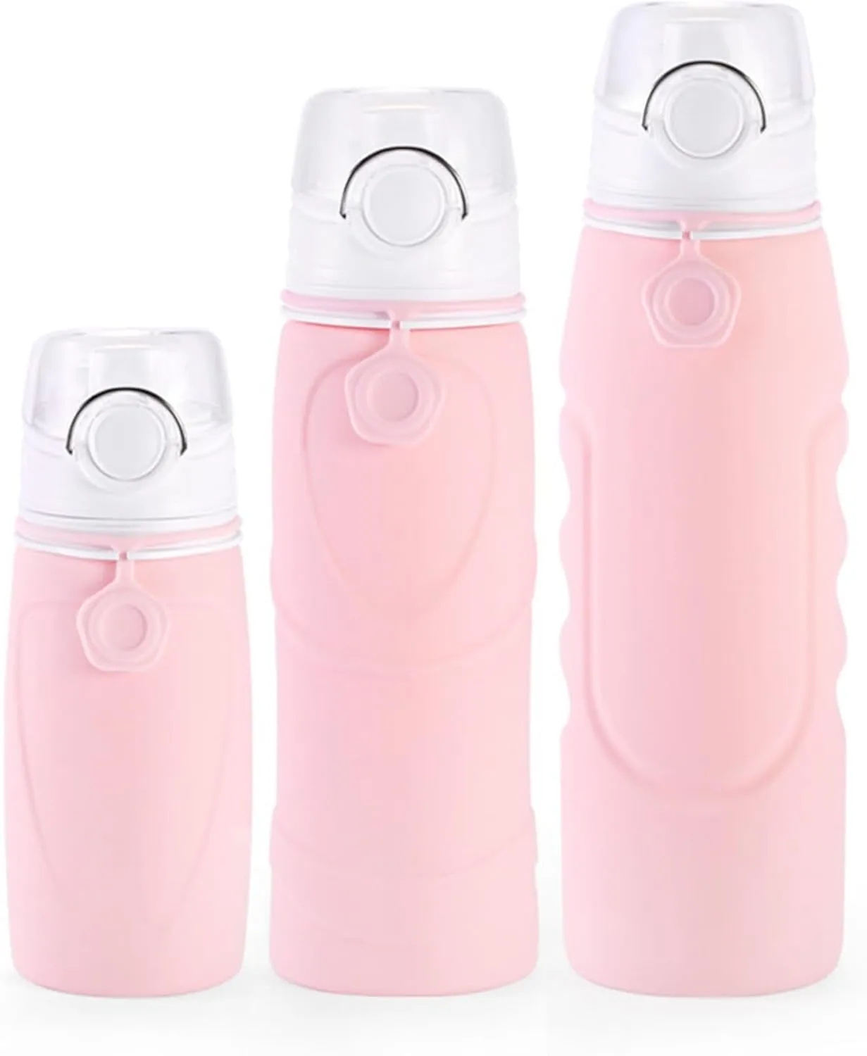 Silicone Foldable Water Bottle Cup Portable Sport Water Bottle Leakproof BPA Free Travel Water Bottles Gym Travel Camping Hiking Sport Outdoor Indoor Sport Travel Telescopic Cup(Pink,Large)