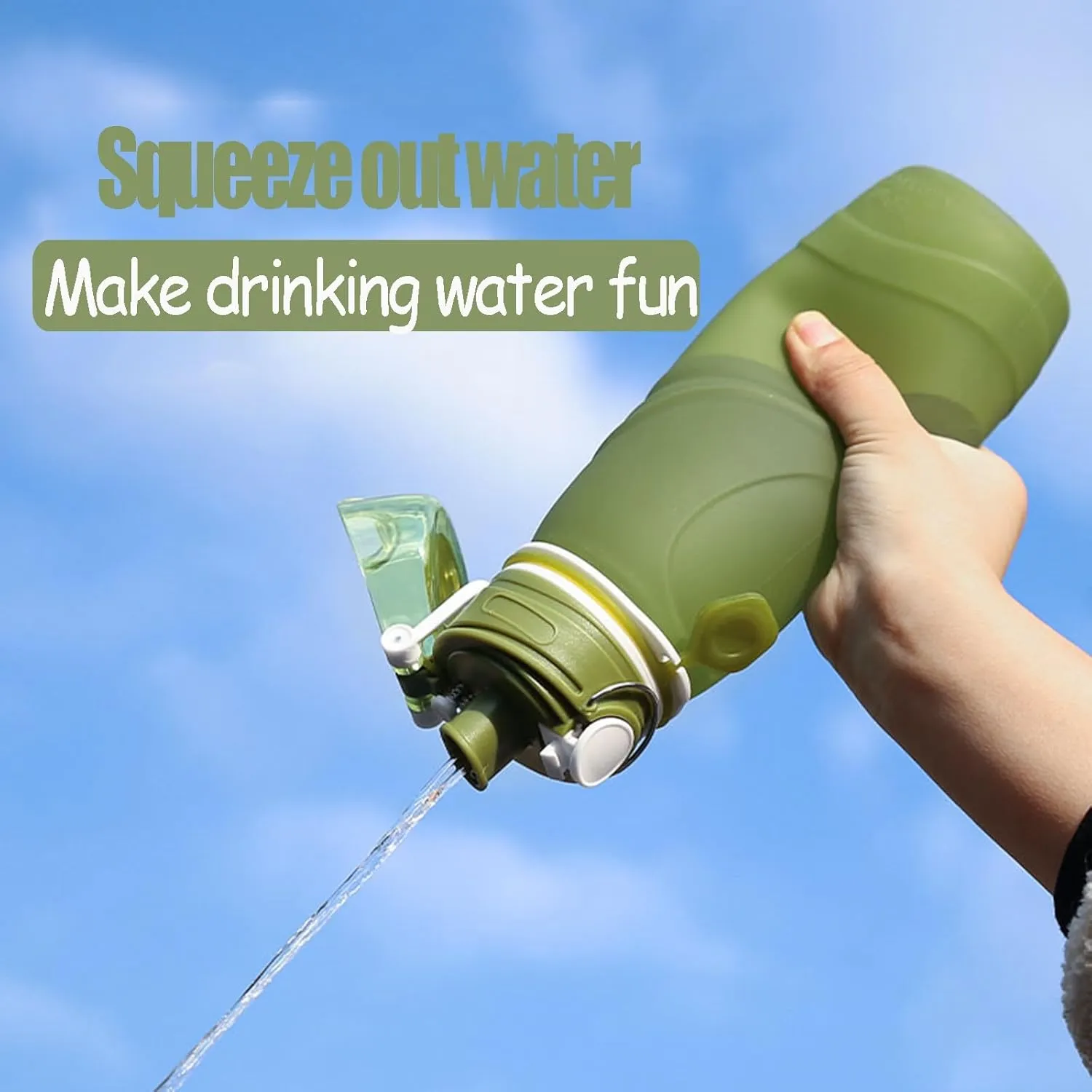 Silicone Foldable Water Bottle Cup Portable Sport Water Bottle Leakproof BPA Free Travel Water Bottles Gym Travel Camping Hiking Sport Outdoor Indoor Sport Travel Telescopic Cup(Pink,Large)