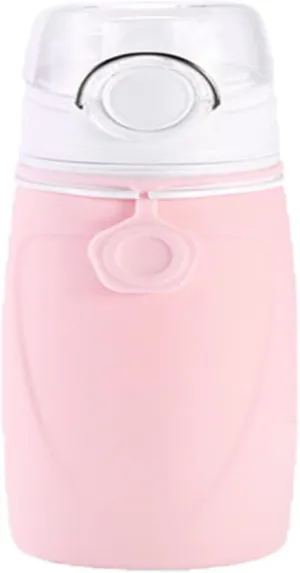 Silicone Foldable Water Bottle Cup Portable Sport Water Bottle Leakproof BPA Free Travel Water Bottles Gym Travel Camping Hiking Sport Outdoor Indoor Sport Travel Telescopic Cup(Pink,Large)