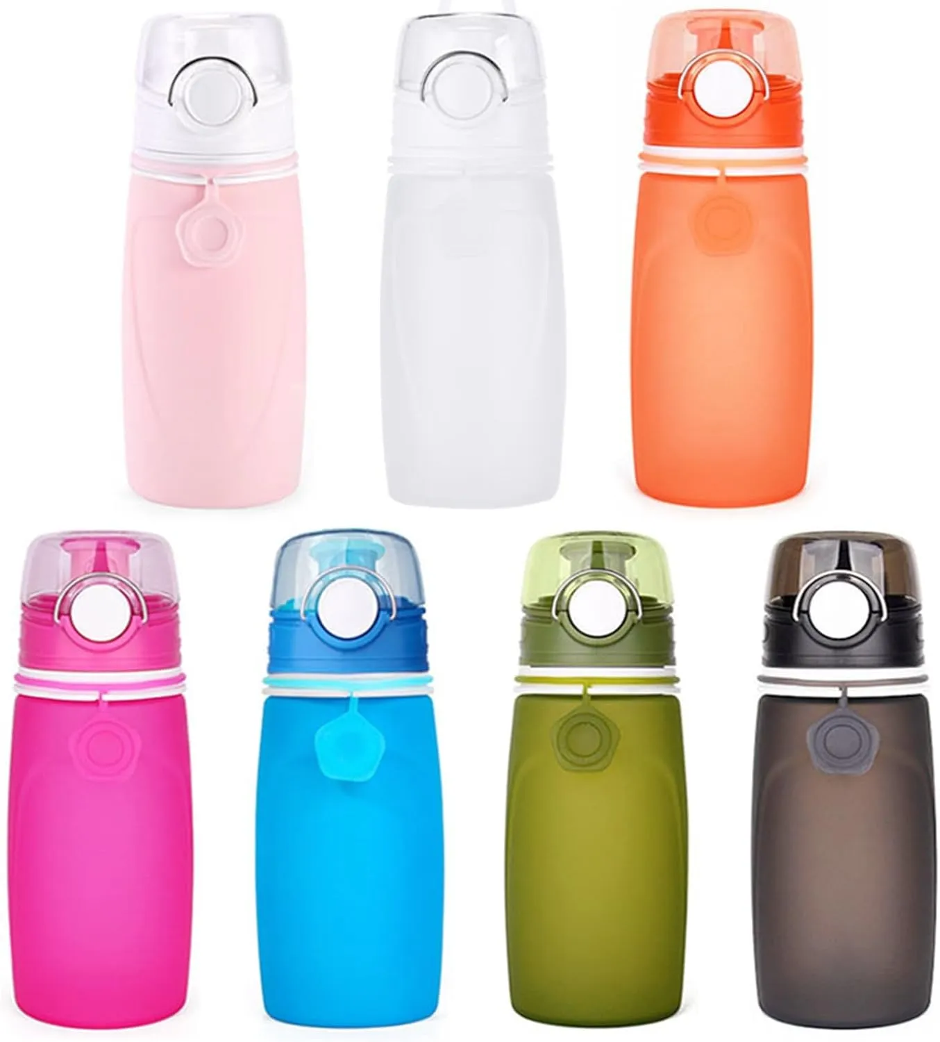 Silicone Foldable Water Bottle Cup Portable Sport Water Bottle Leakproof BPA Free Travel Water Bottles Gym Travel Camping Hiking Sport Outdoor Indoor Sport Travel Telescopic Cup(Pink,Large)