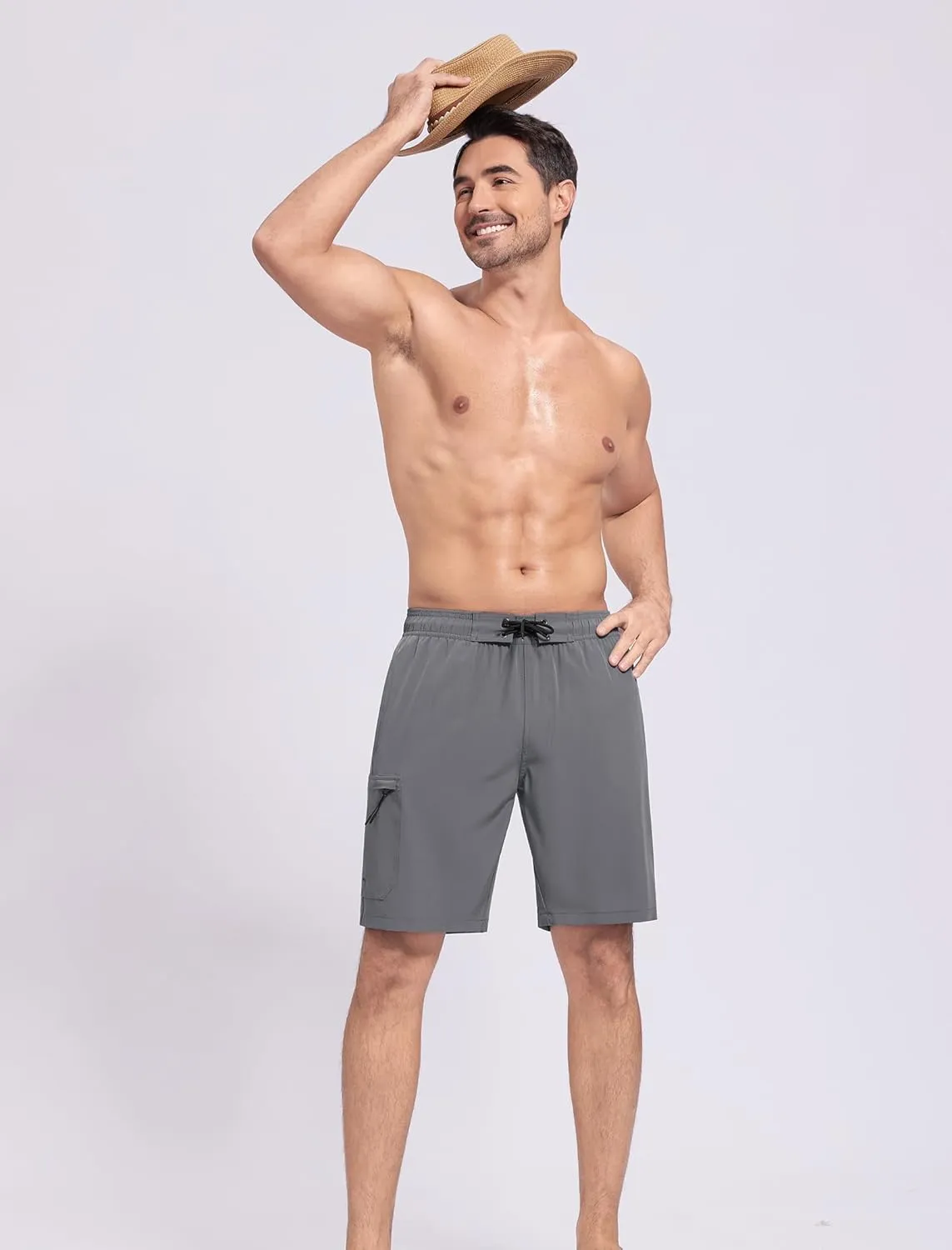 SILKWORLD Mens Swim Trunks Quick Dry Bathing Suit 9 Inch Swim Shorts with Mesh Lining and Zipper Cargo Pockets
