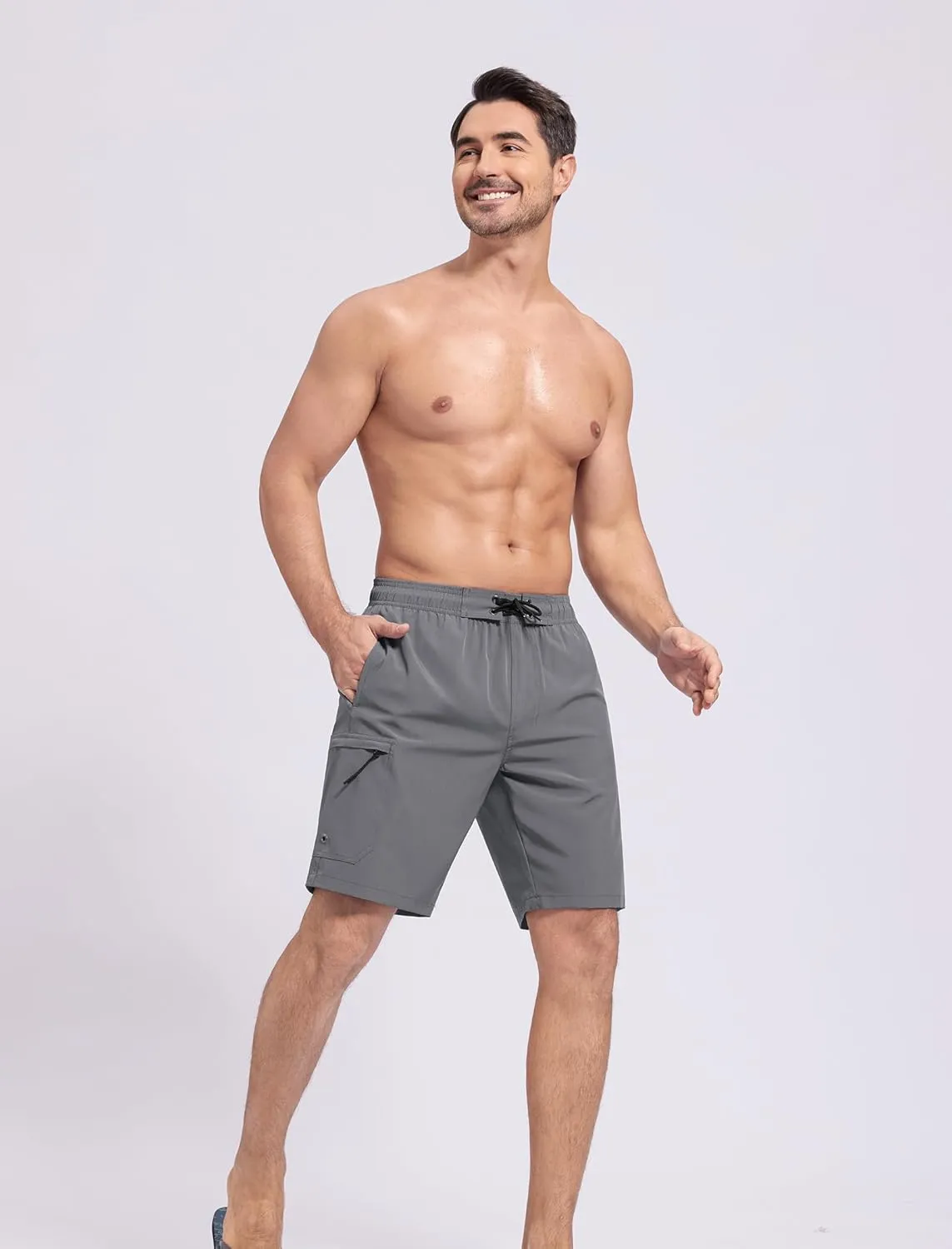 SILKWORLD Mens Swim Trunks Quick Dry Bathing Suit 9 Inch Swim Shorts with Mesh Lining and Zipper Cargo Pockets