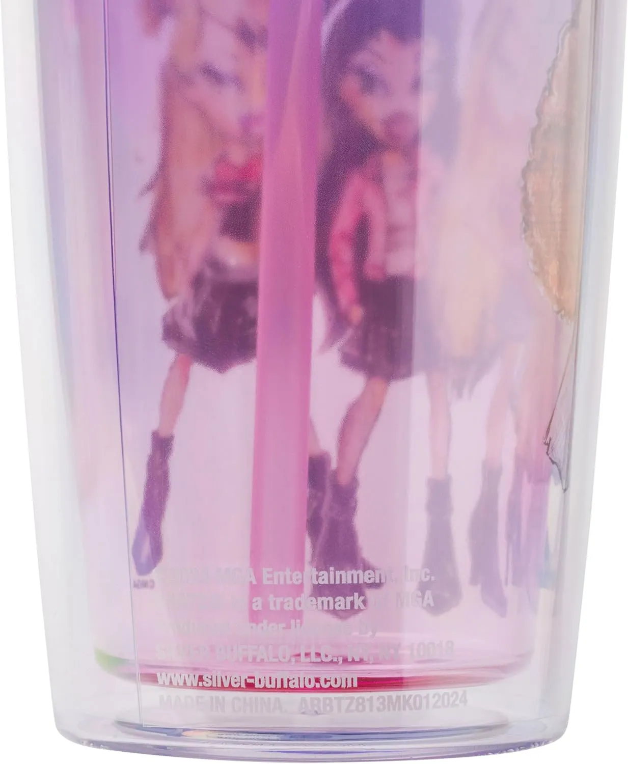 Silver Buffalo Bratz Drama Mama Featuring Cloe, Yasmin, Jade, and Sasha Plastic Tumbler Cold Cup with Lid and Straw, 20 Ounces