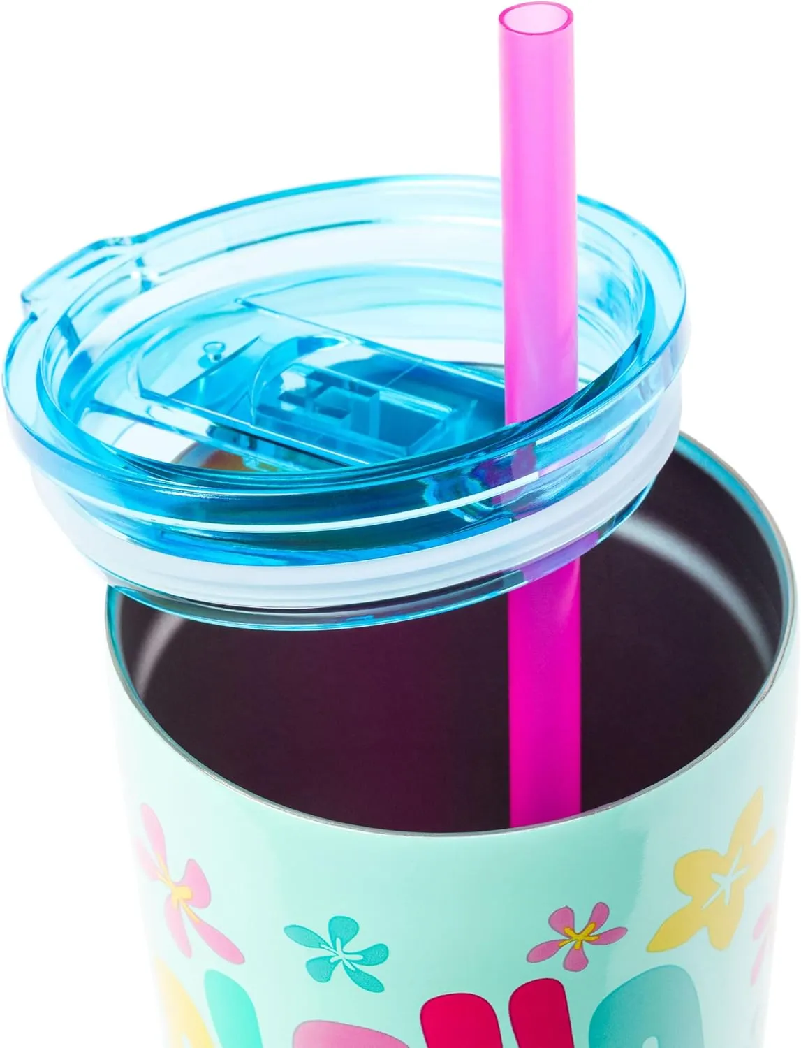 Silver Buffalo Disney Lilo and Stitch Aloha Double Walled Tumbler with Straw, 22 Ounces