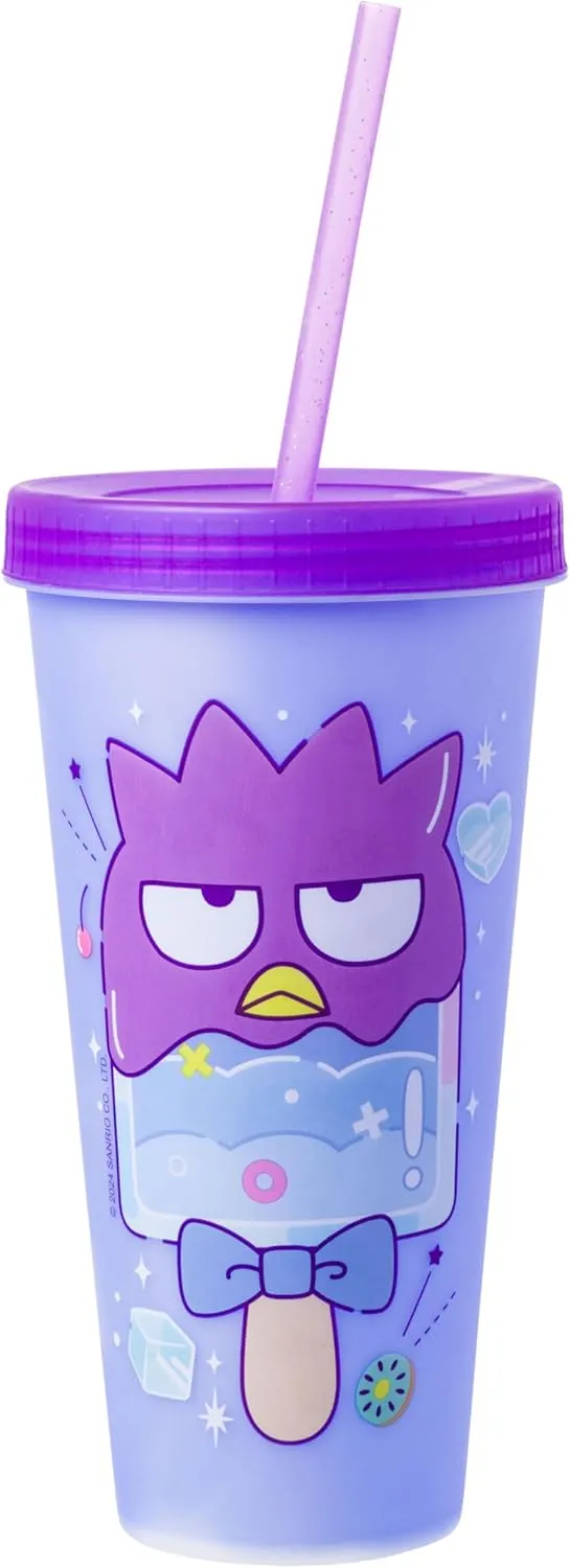 Silver Buffalo Sanrio Hello Kitty and Friends 4 Pack Color Changing Plastic Tumblers Featuring Hello Kitty, My Melody, Badtz Maru, and Cinnamoroll, 24 Ounce
