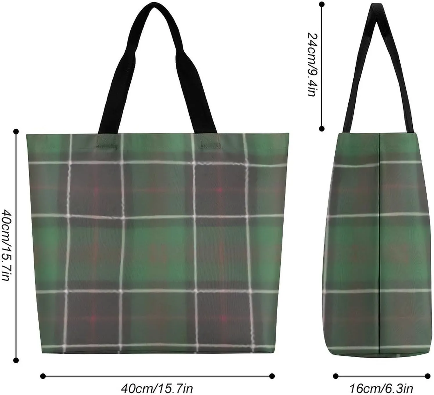 Sinclair Clan Hunting Tartan Variant Plaid Large Capacity Single Shoulder Shopping Bag, Fashionable Shopping Bag