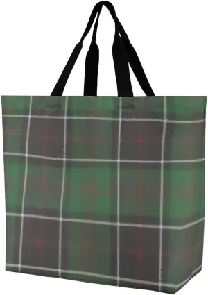 Sinclair Clan Hunting Tartan Variant Plaid Large Capacity Single Shoulder Shopping Bag, Fashionable Shopping Bag