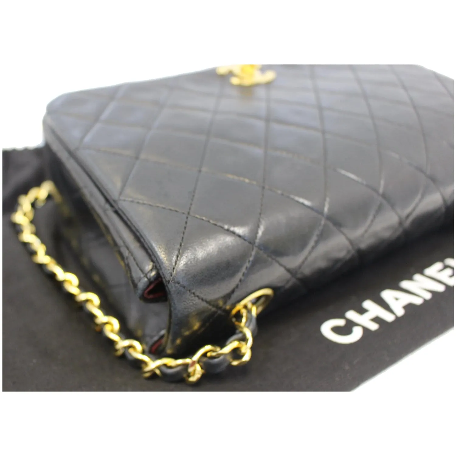 Single Vintage Popular choice Bag Flap Quilted Shoulder CHANEL Act quickly Black Lambskin