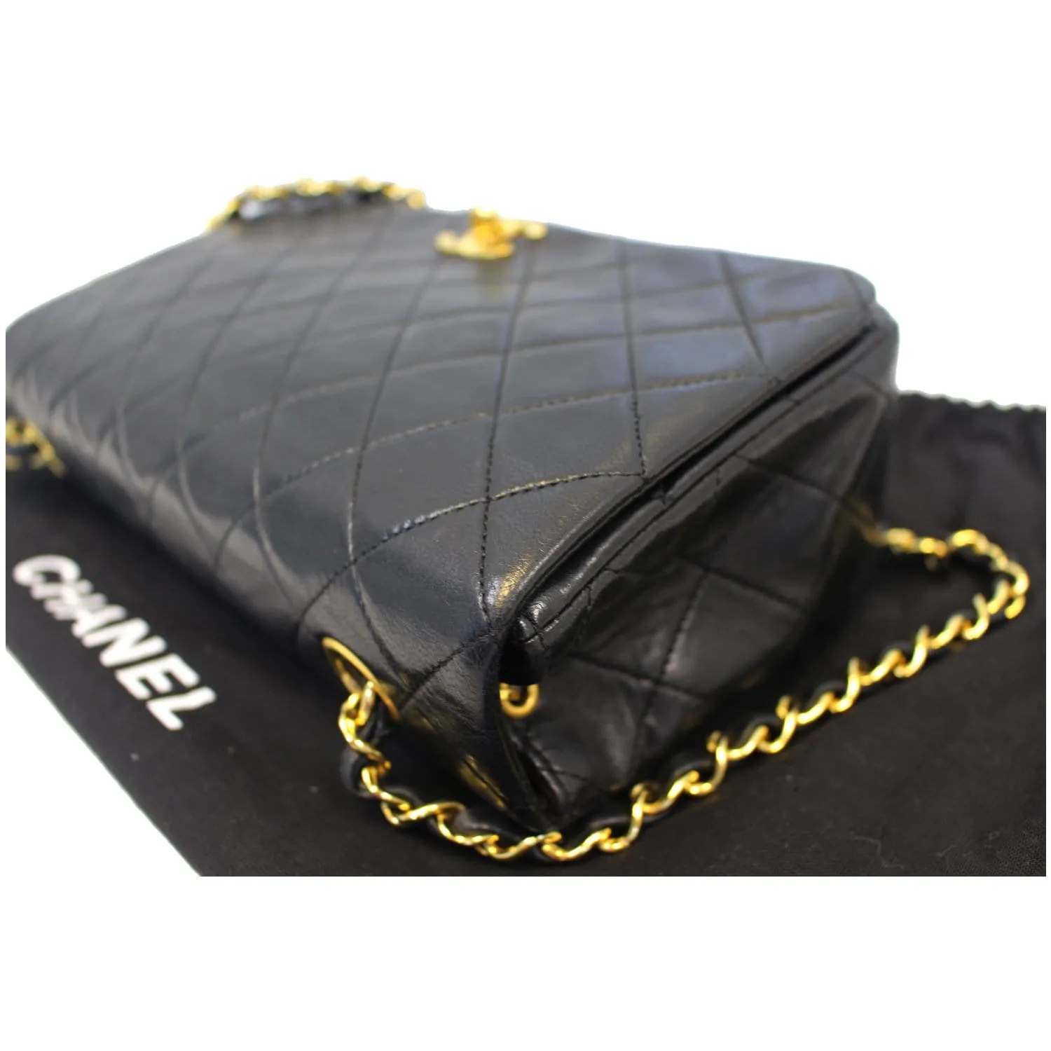 Single Vintage Popular choice Bag Flap Quilted Shoulder CHANEL Act quickly Black Lambskin